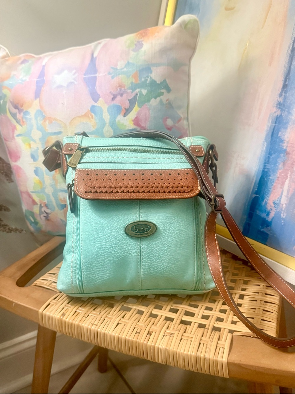 🩵 B.ø.c. (Born Concept) Teal & Brown Crossbody Organizer Bag 🤎